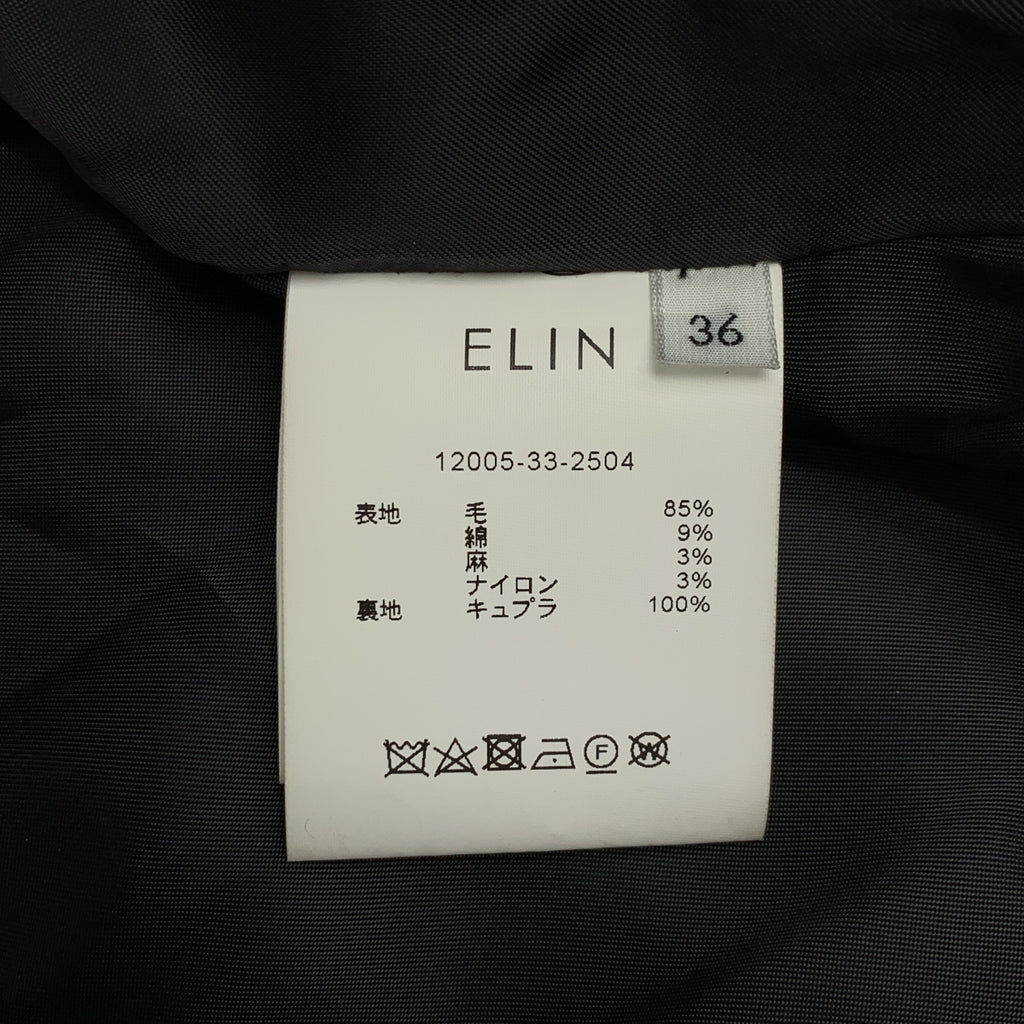 ELIN | 羊毛/亞麻混紡蝴蝶結立領大衣 | 36碼 | 女款