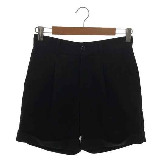 JUNYA WATANABE COMME des GARCONS | 2014SS | Suede Tuck Roll-up Shorts / Fully Lined | XS | Black | Women's