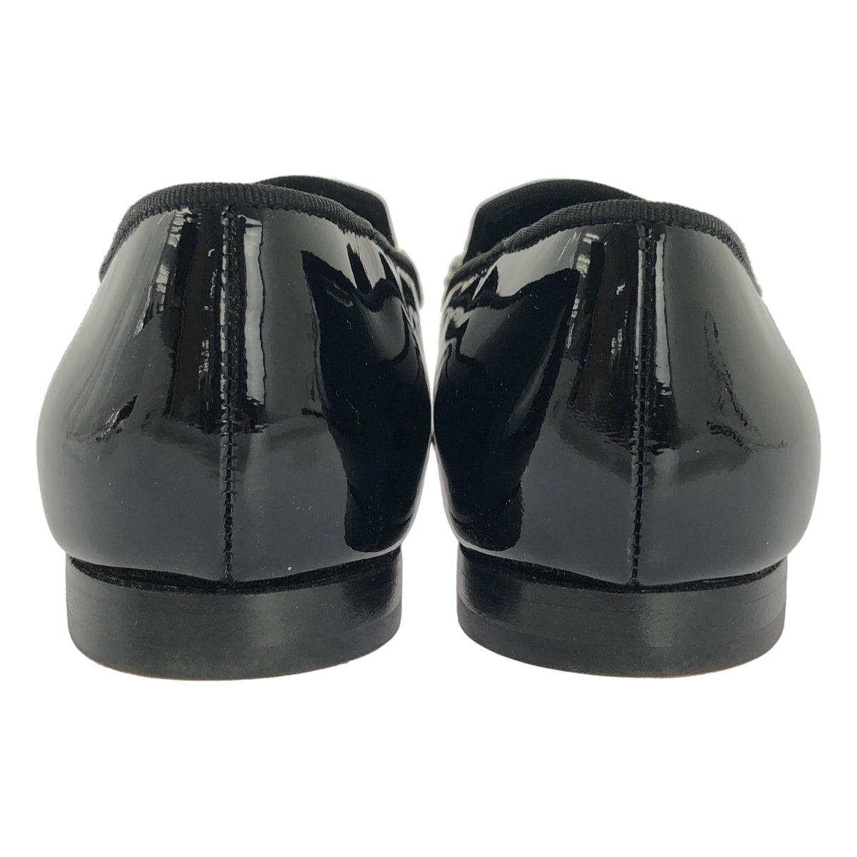 【미품】 MANOLO BLAHNIK / 마노로브라니쿠 | PILA / 특허 가죽 비쥬 플랫 슈즈 | 35.5 | 블랙 | 여성