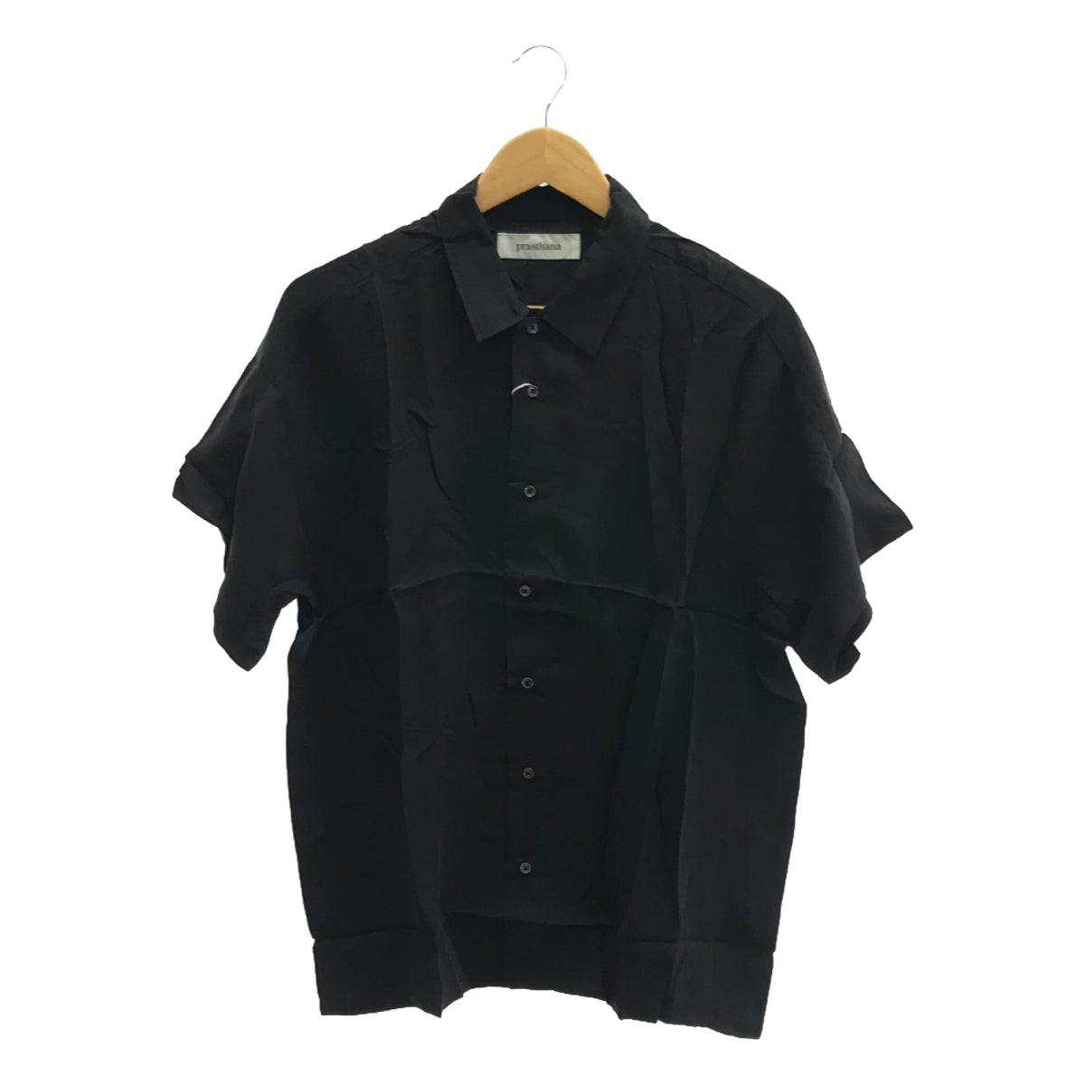 【新品】  prasthana / プラスターナ | across shirt 半袖シャツ | S | ブラック | メンズ