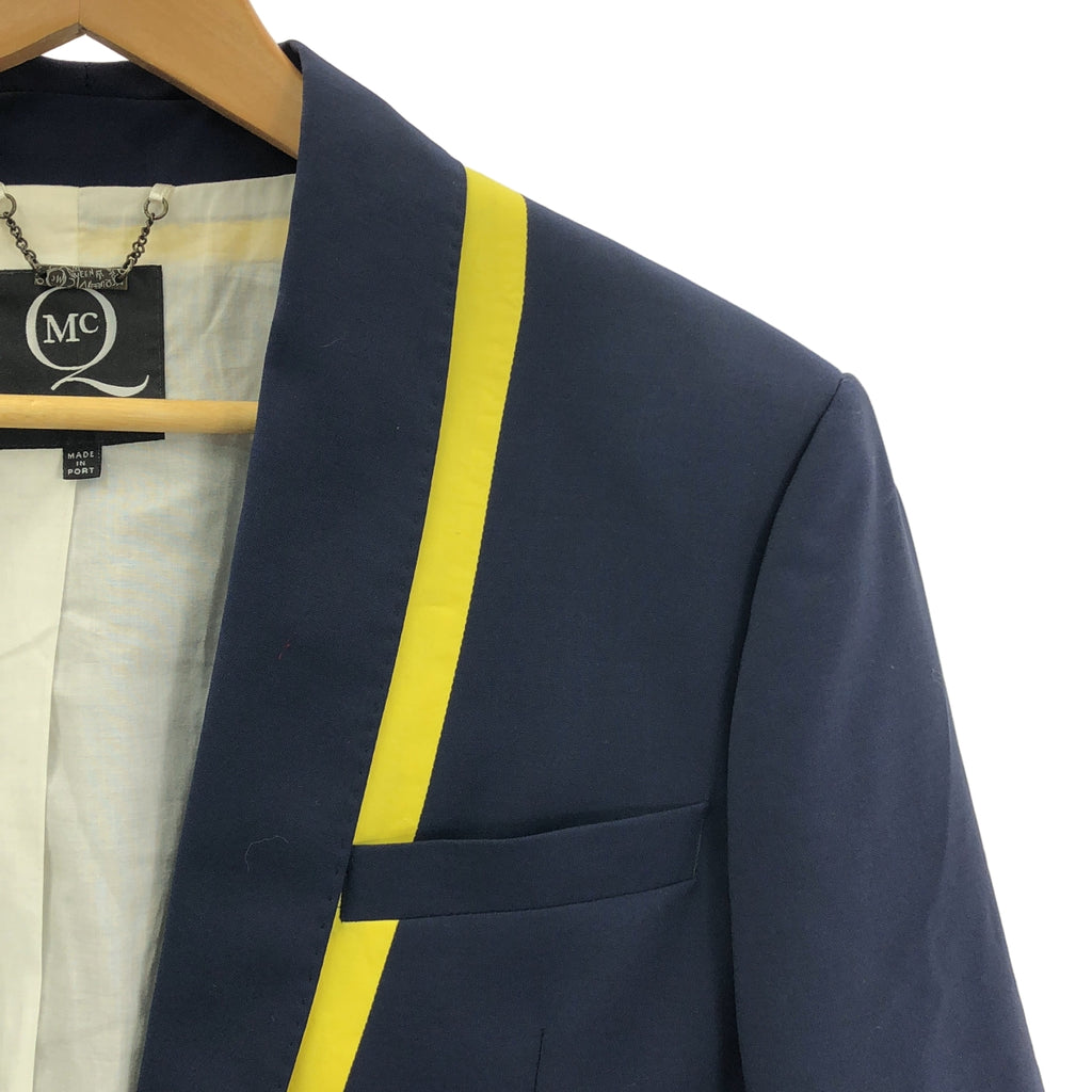 亞歷山大麥昆 | 羊毛與馬海毛拼接修身外套 | 48碼 | 海軍藍/黃色 | 男士