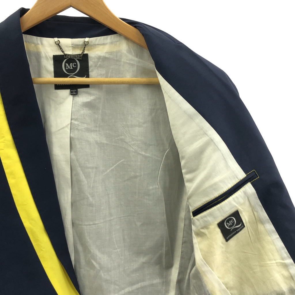 亞歷山大麥昆 | 羊毛與馬海毛拼接修身外套 | 48碼 | 海軍藍/黃色 | 男士