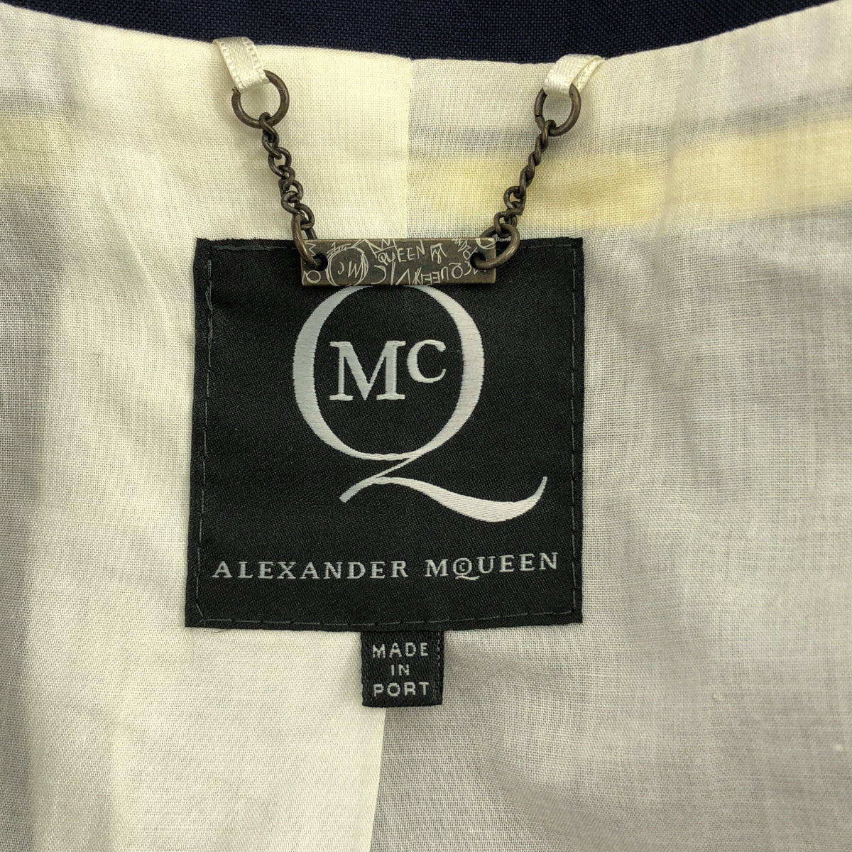 亞歷山大麥昆 | 羊毛與馬海毛拼接修身外套 | 48碼 | 海軍藍/黃色 | 男士