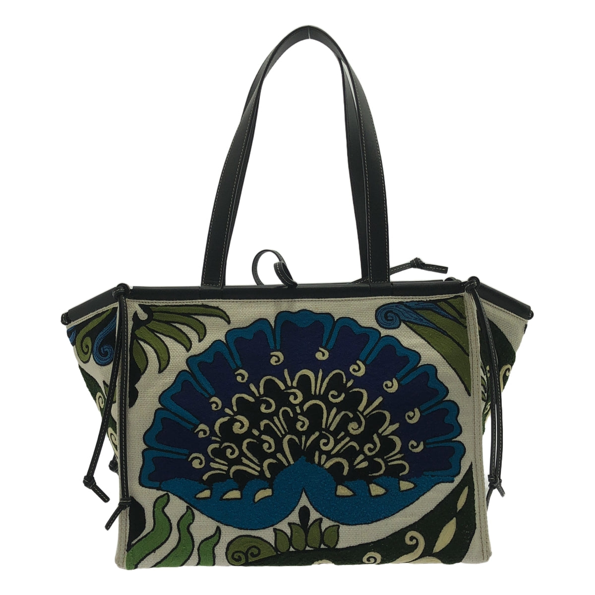 【미품】 LOEWE / 로에베 | 윌리엄 데 모건 플라워 자수 쿠션 토트 백 대형 | 멀티 컬러 | 여성