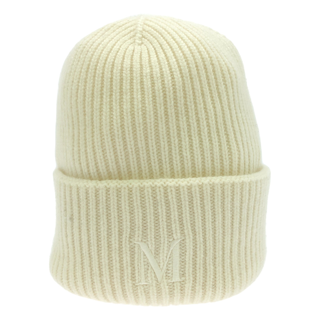 【美品】  Max Mara / マックスマーラ | Retina / cashmere100％ / カシミヤ ワンポイントロゴ ビーニーキャップ ニット帽 | 57 | アイボリー | レディース