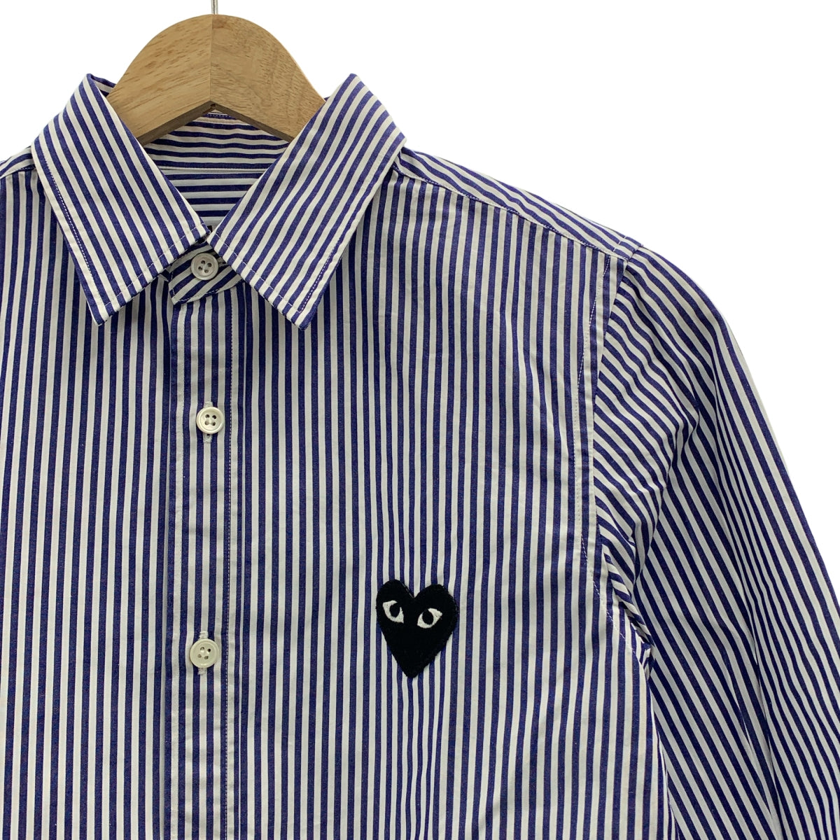 PLAY COMME des GARCONS / 플레이콤 데 갤슨 | AD2013 | 하트로고 헝겊 스트라이프 셔츠 | S |