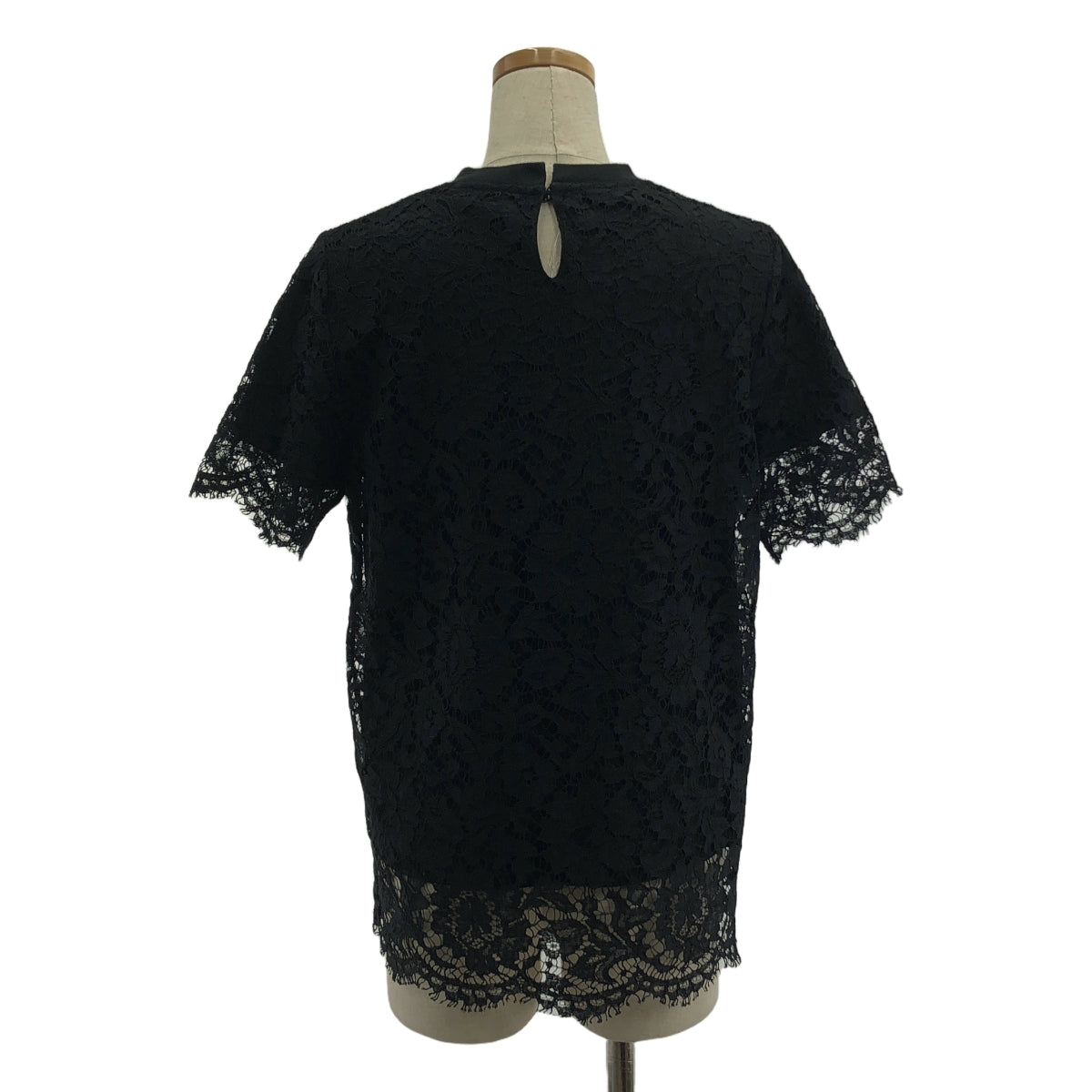 華倫天奴 | 2020春夏 |全蕾絲圓領短袖剪裁縫製 | S |黑色 |女性的