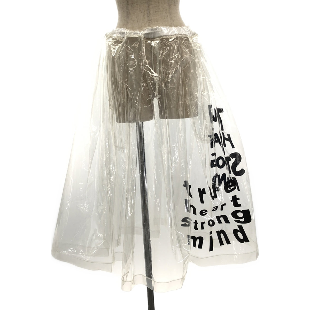 BLACK COMME des GARCONS / 블랙콤 데 갤슨 | 2022AW | slogan-print transparent skirt 롱 스커트 | S | 클리어/블랙 | 여성