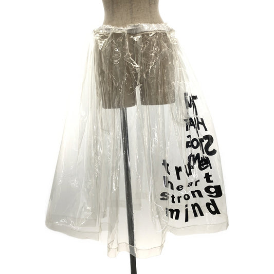 BLACK COMME des GARCONS | 2022AW | slogan-print transparent skirt | S | Clear/Black | Women's