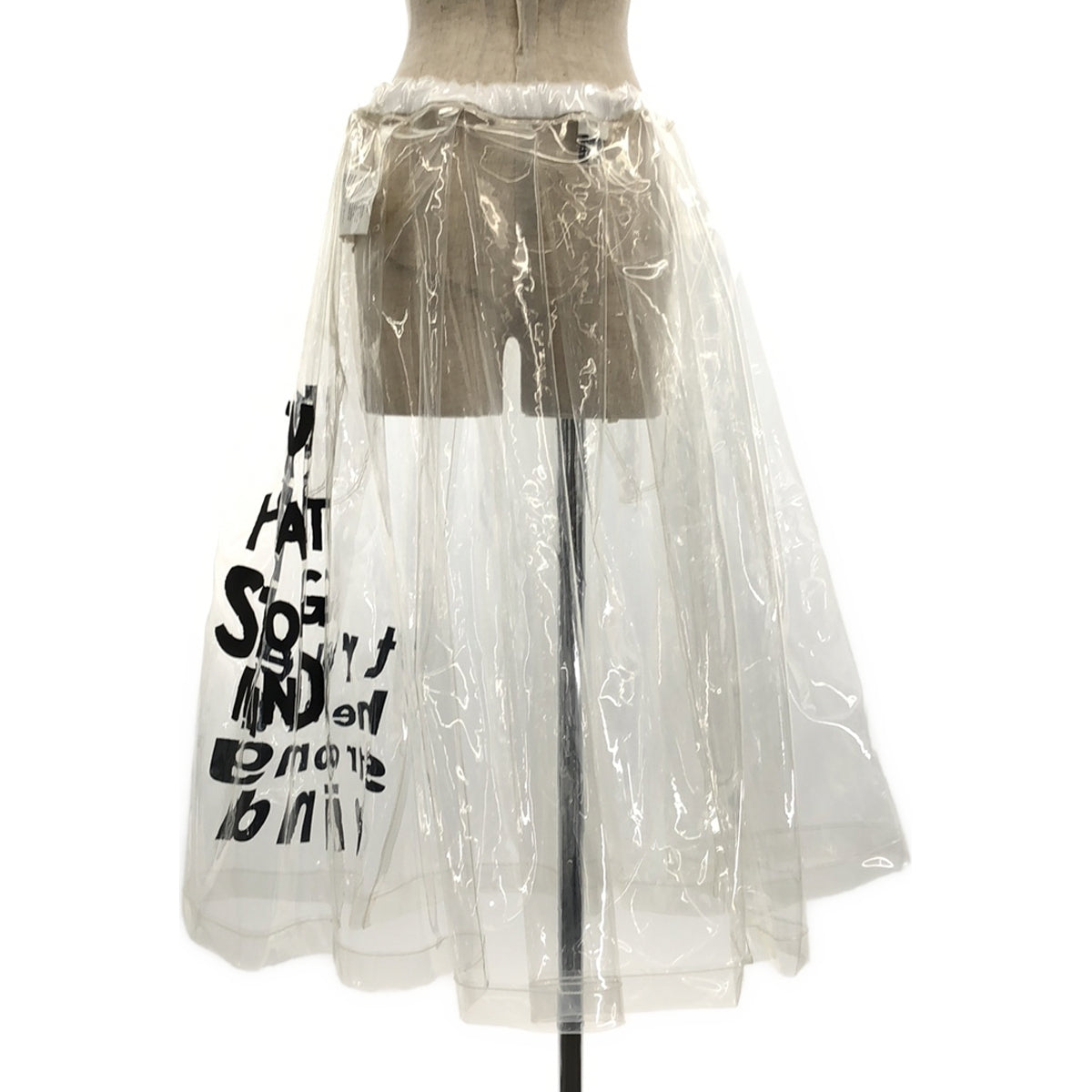 BLACK COMME des GARCONS / ブラックコムデギャルソン | 2022AW | slogan-print transparent skirt ロングスカート | S | クリア/ブラック | レディース