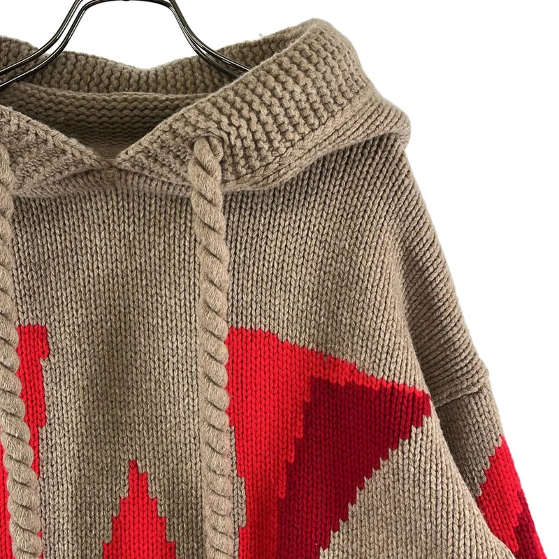 JW Anderson / ジェイダブルアンダーソン | CHUNKY KNIT LOGO HOODIE ロゴ フーデッド ニット | S | メンズ