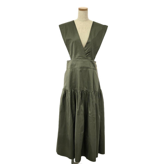 Drawer | Silk Taffeta Strap Dress | 36 | Khaki | Women's