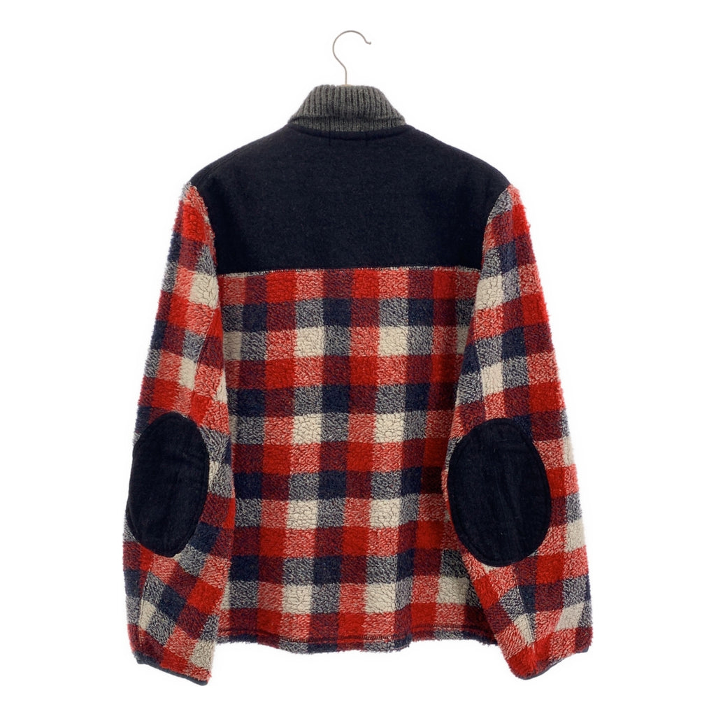 eye JUNYA WATANABE COMME des GARCONS MAN / アイジュンヤワタナベ マン | 2011AW | ウール エルボーパッチ ニットカラー フルジップ ジャケット | L | レッド/ネイビー/ホワイト | メンズ