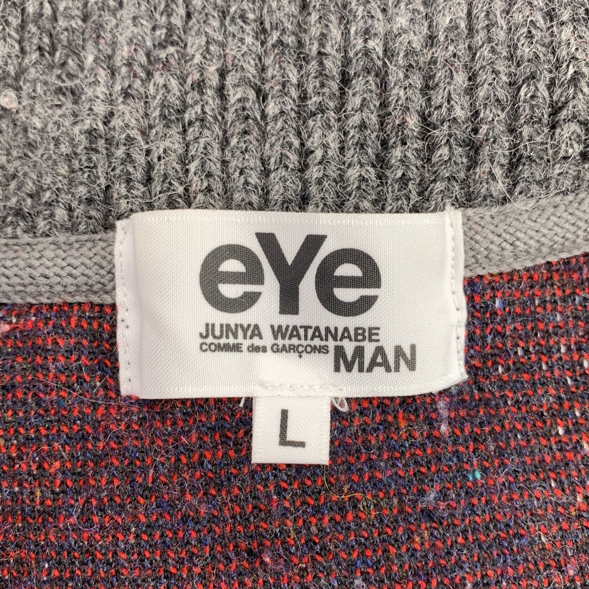 eye JUNYA WATANABE COMME des GARCONS MAN / アイジュンヤワタナベ マン | 2011AW | ウール エルボーパッチ ニットカラー フルジップ ジャケット | L | レッド/ネイビー/ホワイト | メンズ