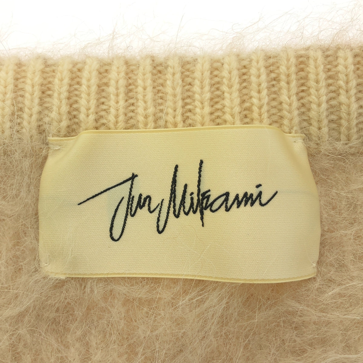 [品相良好] JUN MIKAMI | 毛茸茸羊駝毛V領針織背心 | 米色 | 女款