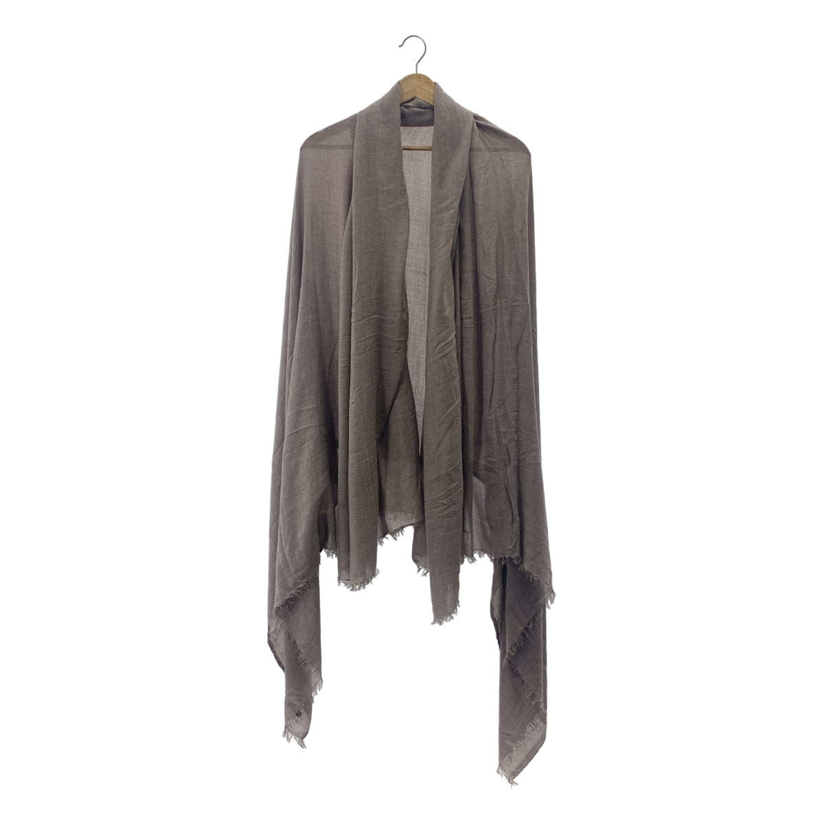[狀況極佳] FALIERO SARTI | 莫代爾羊絨大流蘇披肩 | 灰色