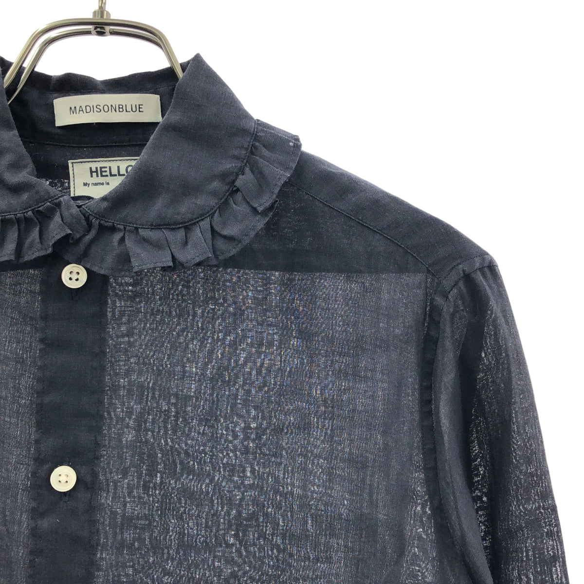 MADISON BLUE / 매디슨 블루 | 2022SS | 프릴 컬러 원 포인트 로고 셔츠 블라우스 | 00 (XS) | 여성