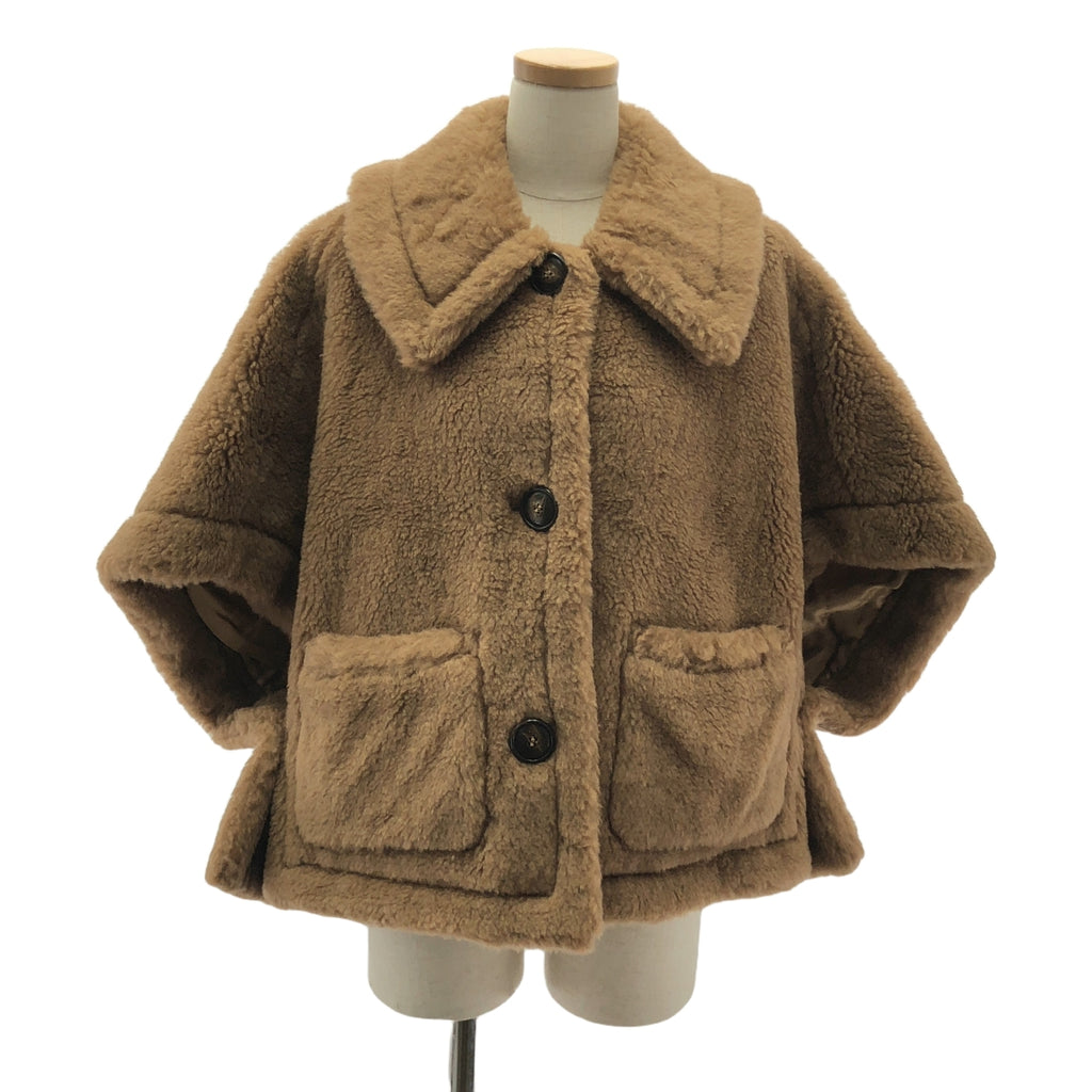 [品相良好] Max Mara | NEWTERZO TEDDY / 泰迪熊圖示蟒蛇披風大衣 / 全標誌襯裡 | ML | 棕色 | 女款