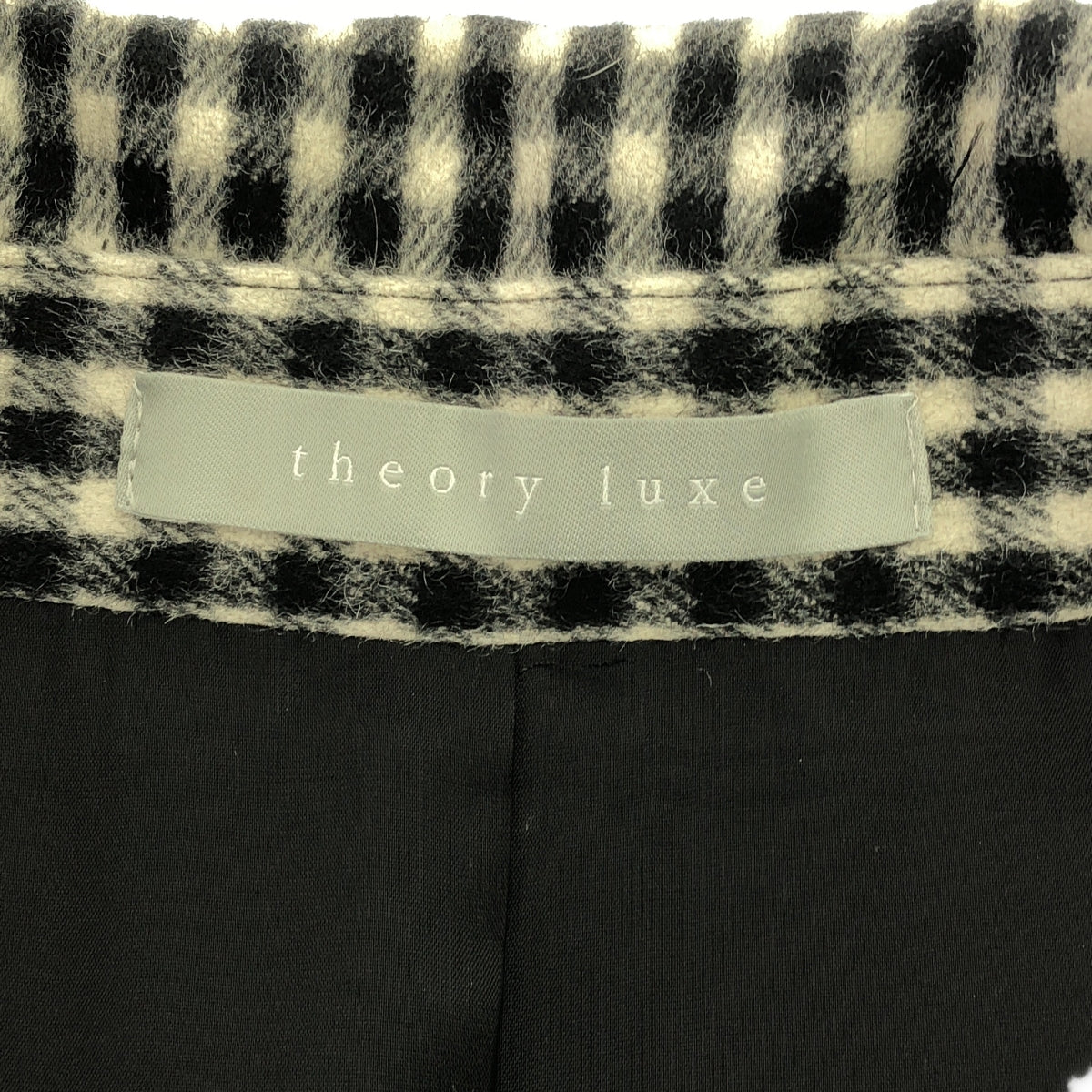 theory luxe / セオリーリュクス | Freeway Marsa チェック チェスターコート | 38 | ブラック/ホワイト | レディース