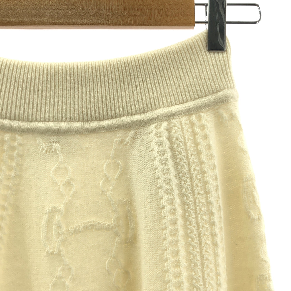 [新品] 愛馬仕 | 羊毛與羊絨 Chaine d'Ancre 針織裙 | 38 碼 | 象牙白 | 女款