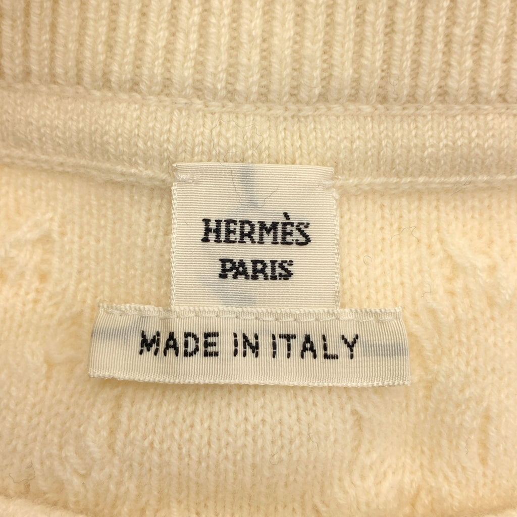 【新品】  HERMES / エルメス | ウール カシミヤ シェーヌダンクル柄 ニットスカート | 38 | アイボリー | レディース