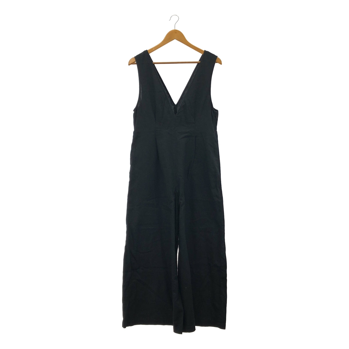 JOURNAL STANDARD relume / 저널 스탠다드 레류무 | 2022SS | 린넨 코튼 V 넥 살로펫 | 36 | 블랙 | 여성