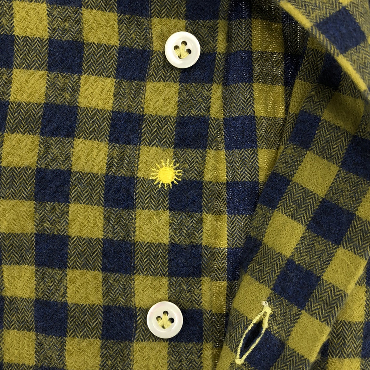 Giannetto | SLIM FIT Gingham Check Horizontal Collar Shirt | 15 3/4 / 40 | Yellow / Blue | Men's