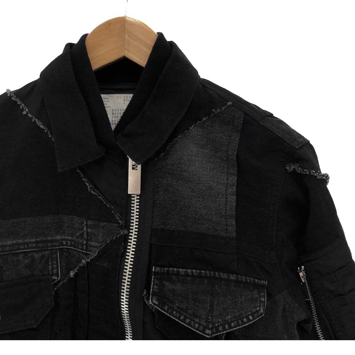 sacai / サカイ | 2021SS | Hank Willis Thomas Edition Denim Patches Bomber Jacket MA-1 パッチワーク ジャケット | 1 | ブラック