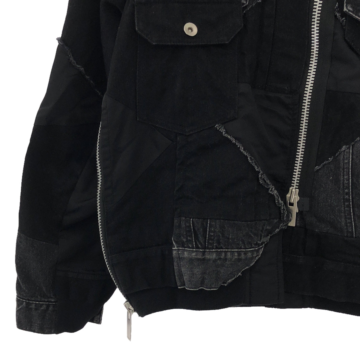 sacai / サカイ | 2021SS | Hank Willis Thomas Edition Denim Patches Bomber Jacket MA-1 パッチワーク ジャケット | 1 | ブラック