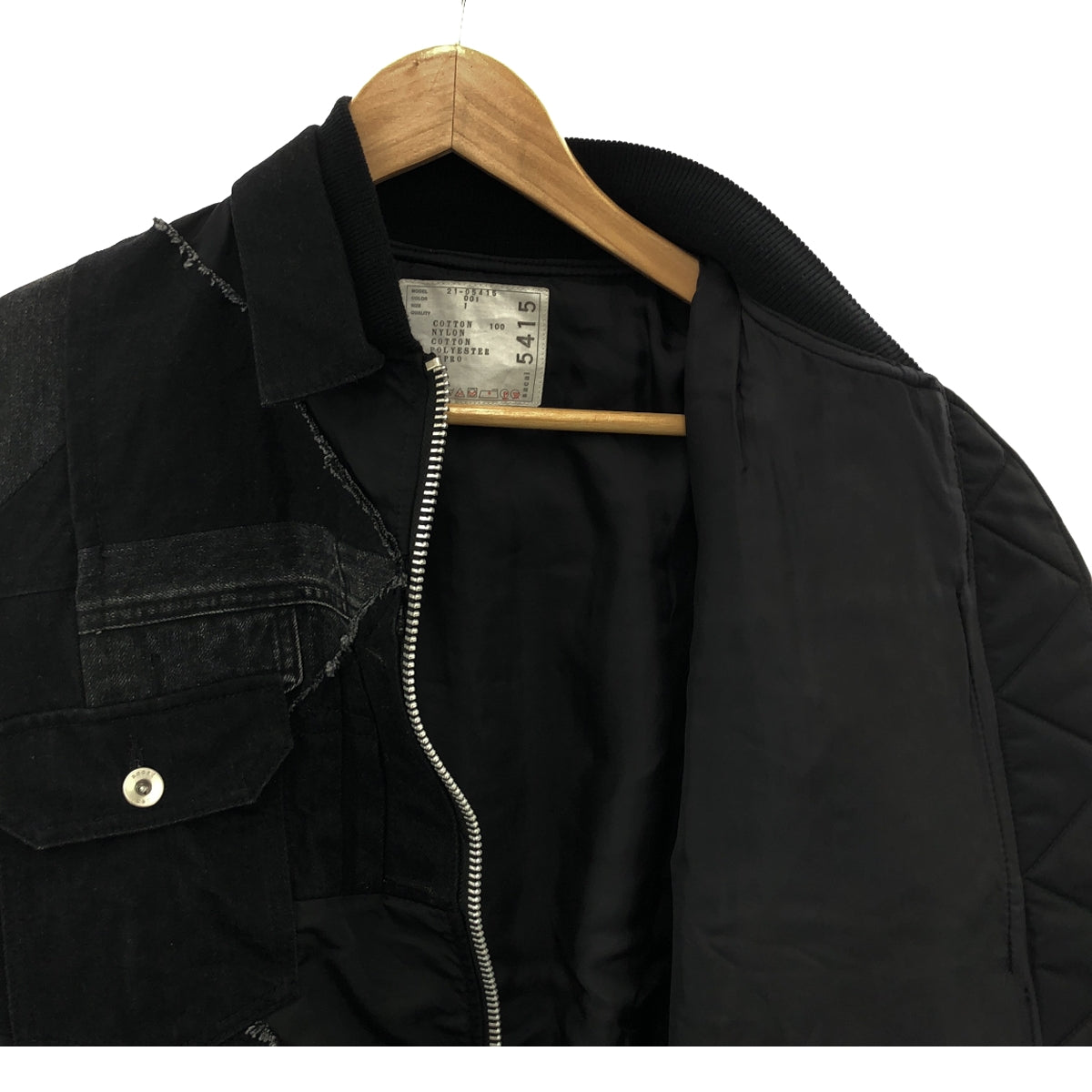 sacai / サカイ | 2021SS | Hank Willis Thomas Edition Denim Patches Bomber Jacket MA-1 パッチワーク ジャケット | 1 | ブラック