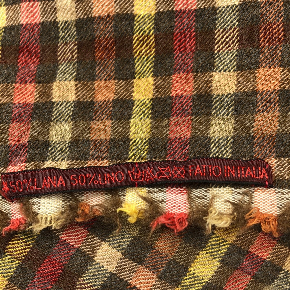 【미품】 DANIELA GREGIS / 다니엘라 그레지스 | 린넨 울 프린지 대형 스톨 / 유니섹스 | F | 멀티 컬러