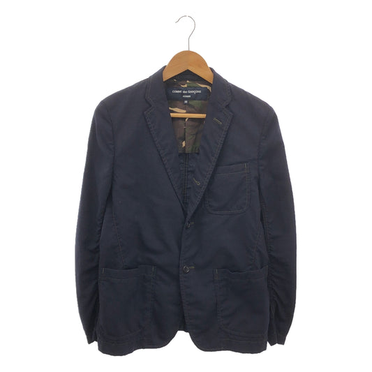 COMME des GARCONS HOMME | 2012SS | Wool camouflage lined puckered tailored jacket | XS | Navy | Men's