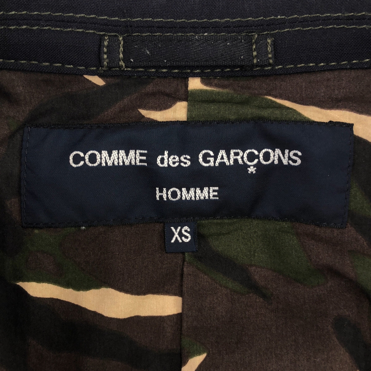 COMME des GARCONS HOMME / 컴데 갤슨 옴므 | 2012SS | 울 안감 위장 패커링 테일러드 재킷 | XS | 네이비 | 남성