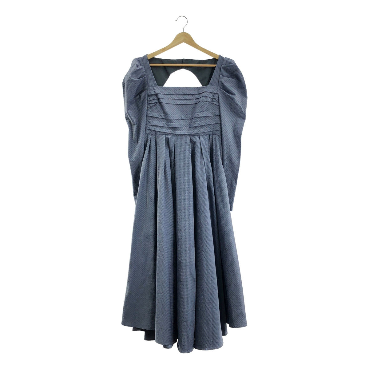 【美品】  LE CIEL BLEU / ルシェルブルー | Textured Empire Dress / テクスチャード エンパイア ドレス ワンピース | 34 | ブルーグレー | レディース