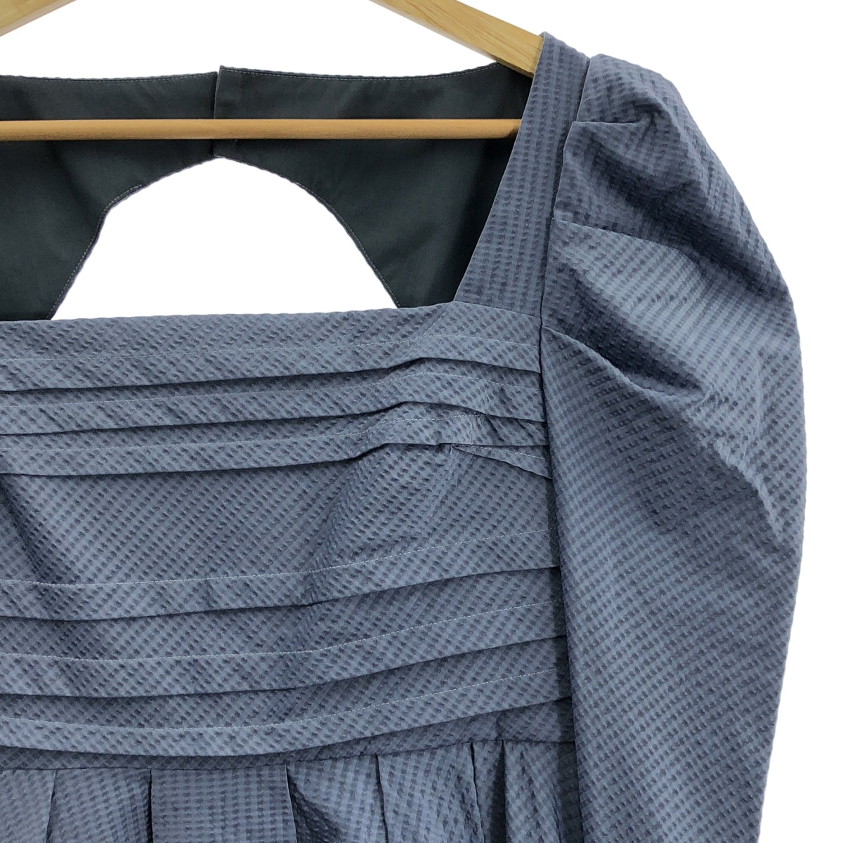 【美品】  LE CIEL BLEU / ルシェルブルー | Textured Empire Dress / テクスチャード エンパイア ドレス ワンピース | 34 | ブルーグレー | レディース