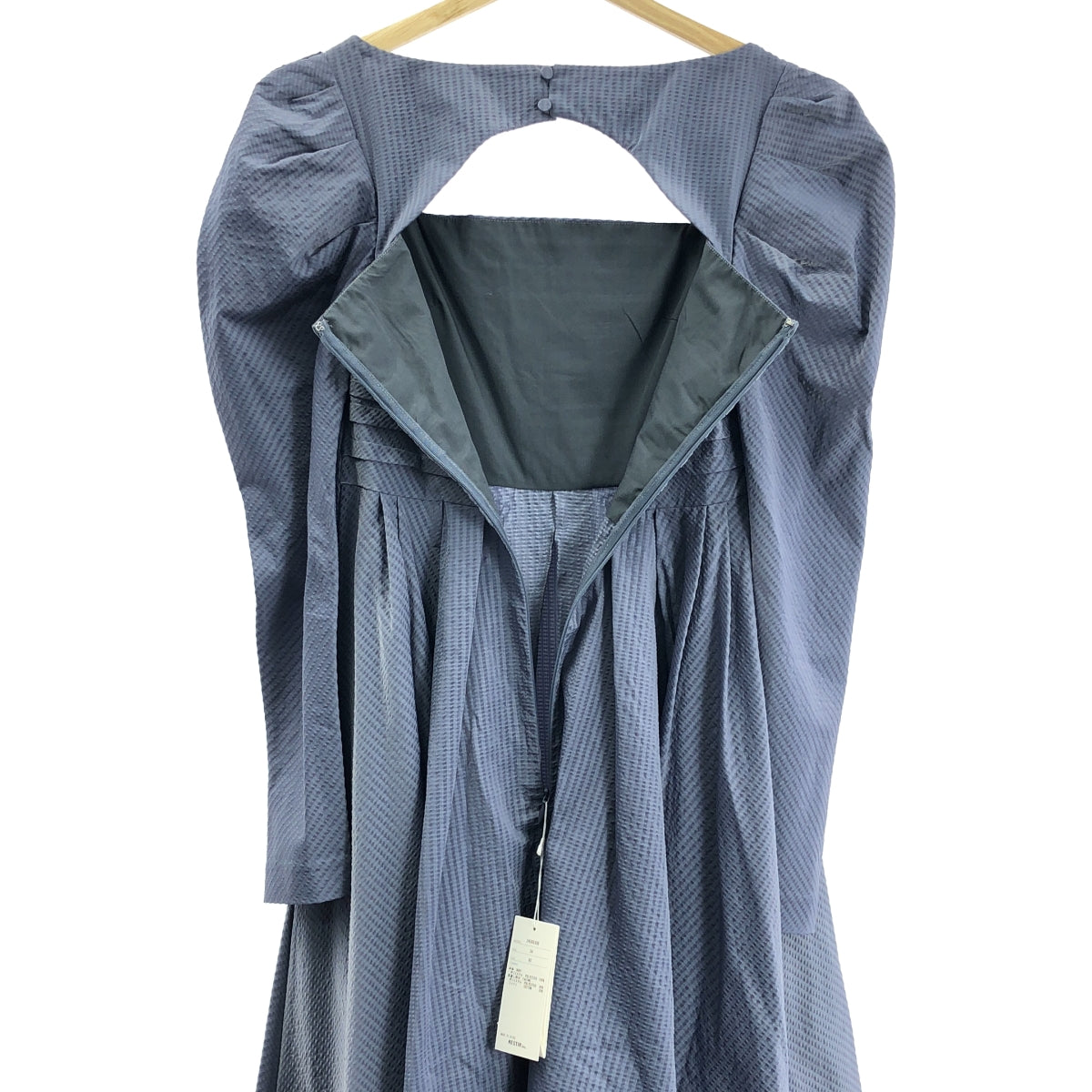 【美品】  LE CIEL BLEU / ルシェルブルー | Textured Empire Dress / テクスチャード エンパイア ドレス ワンピース | 34 | ブルーグレー | レディース