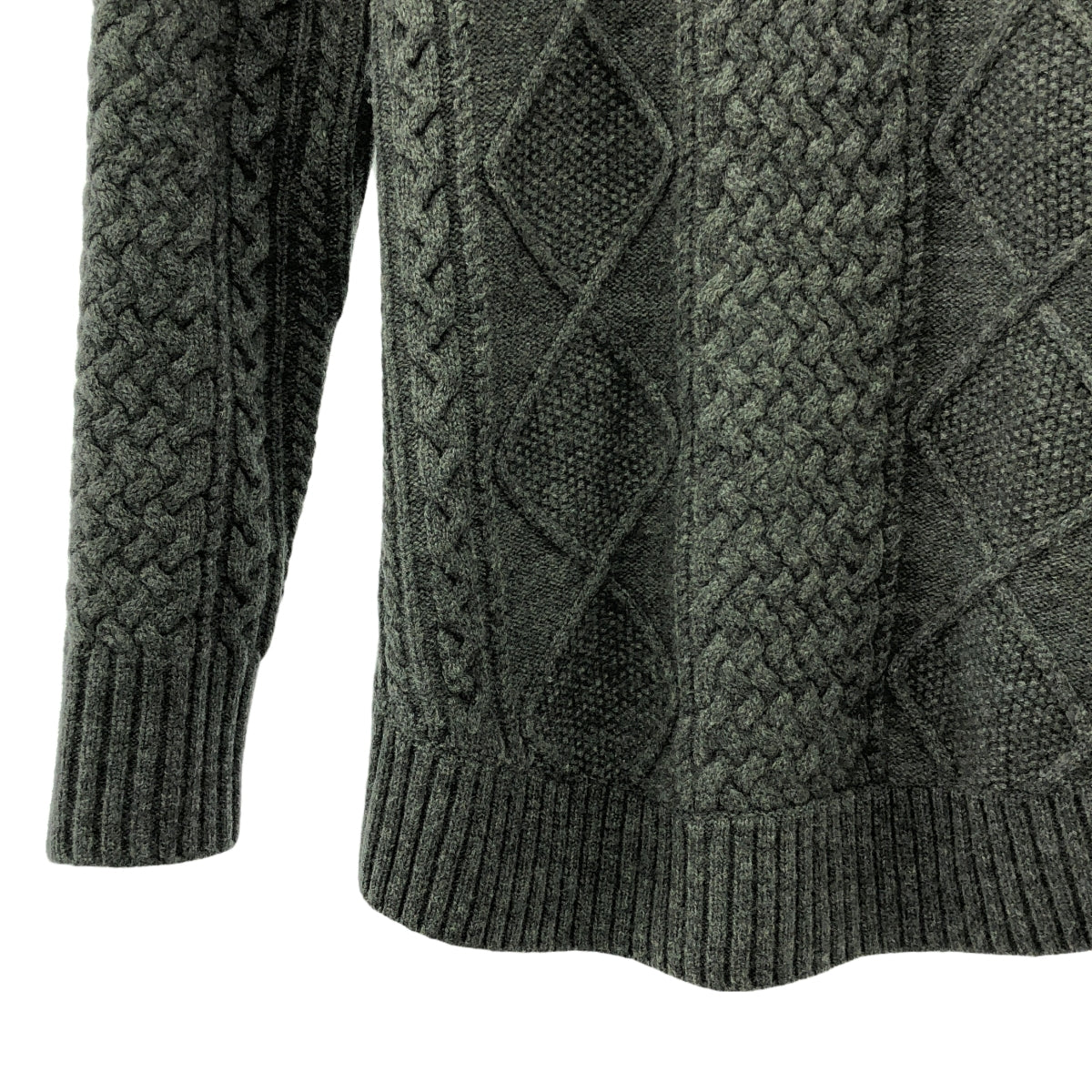 sacai luck | Wool cable knit with back panel | 1 | Gray/Green | Women's