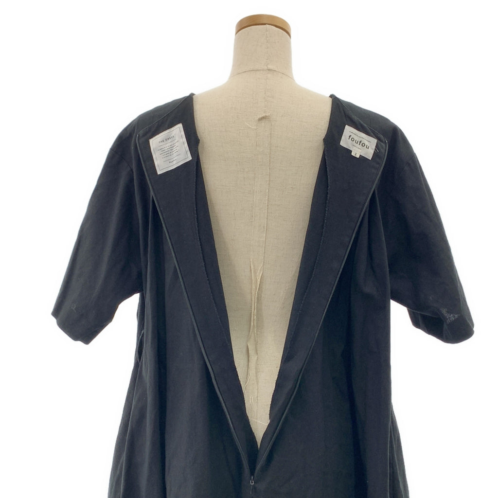 foufou | THE DRESS #36 黑色亞麻洋裝 | 1 碼 | 女裝
