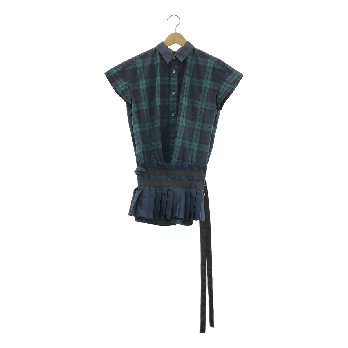 sacai / サカイ | コットン チェック ドッキング ブラウス | 1 | レディース