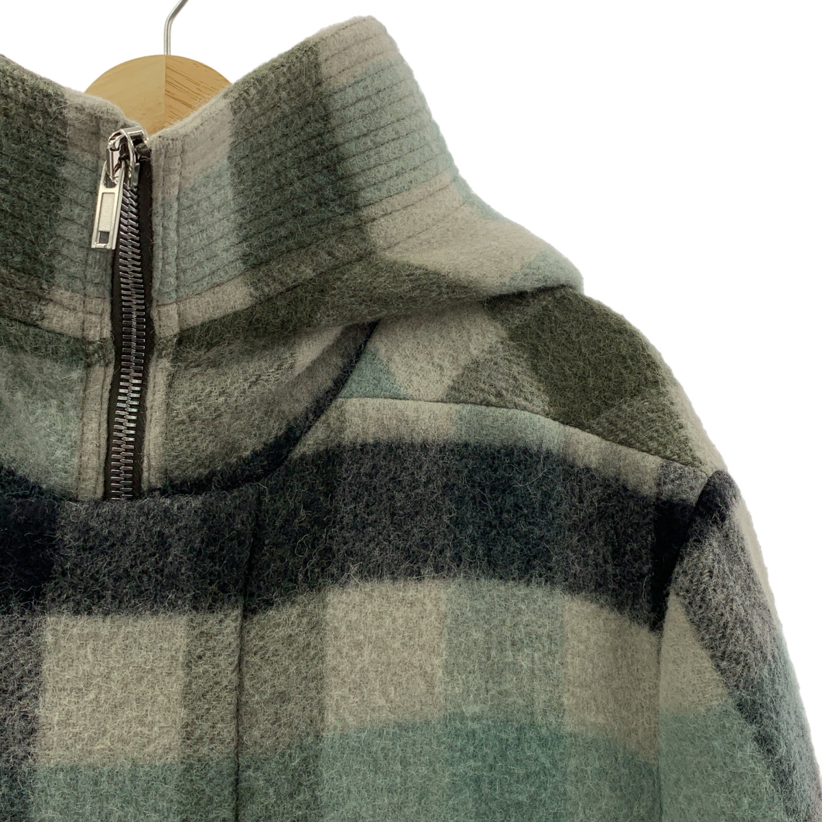 Rick Owens | 2022 秋冬系列 | Secret Parka 格紋連帽派克大衣 | 46 碼 | 淺藍/灰/黑 | 男款