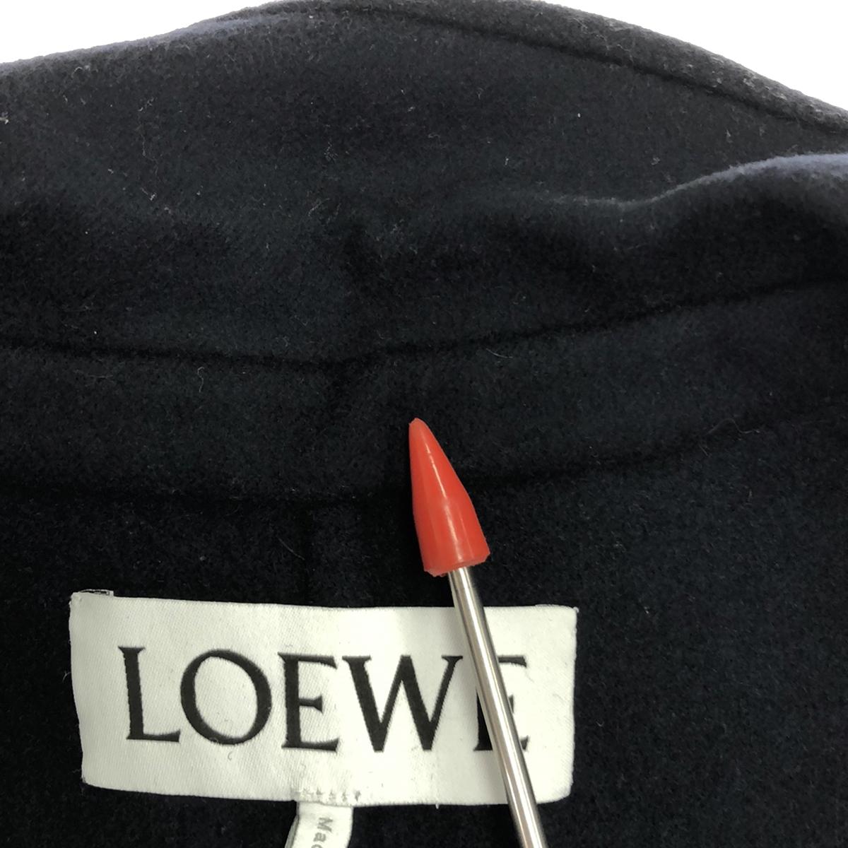 LOEWE | Wool cashmere chesterfield coat with leather patch | 34 | Navy | Women's