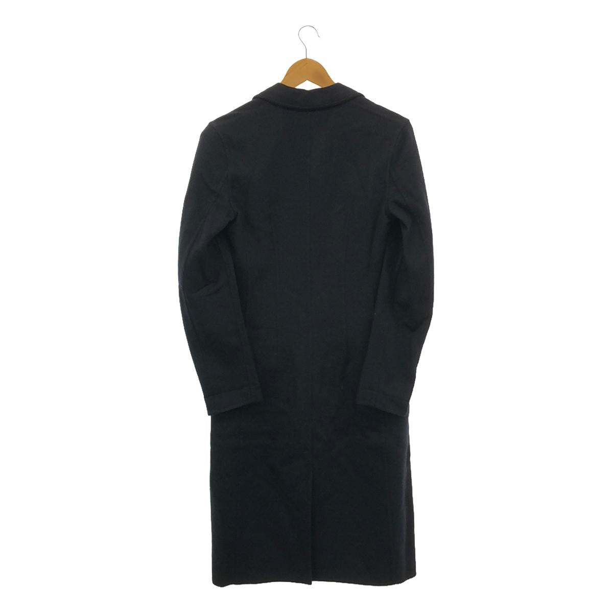 LOEWE | Wool cashmere chesterfield coat with leather patch | 34 | Navy | Women's