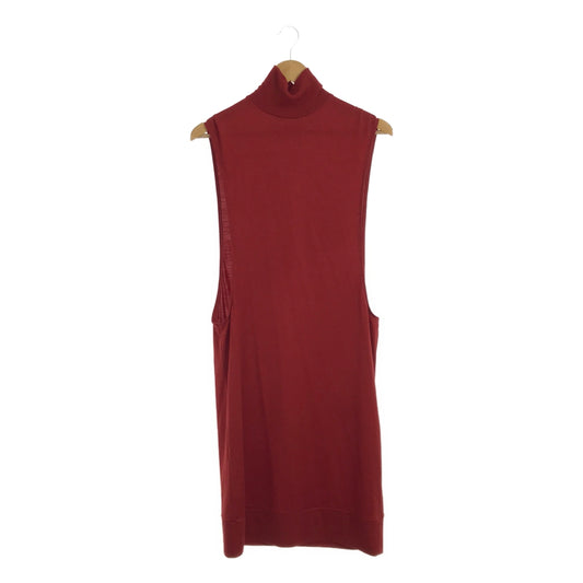 Tomoumi Ono | Sleeveless Ribbed High Neck Knit Dress | Red | Women's