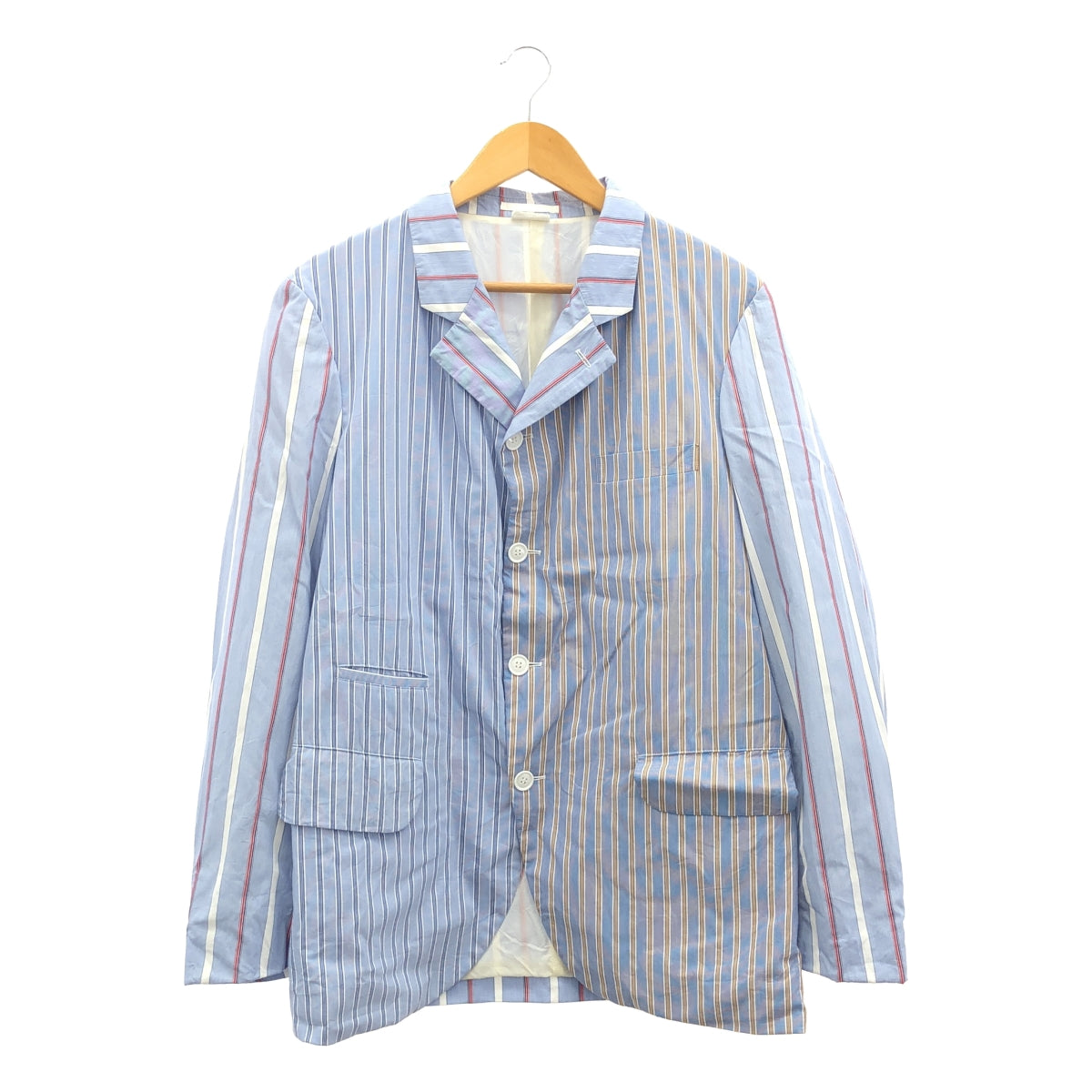 COMME des GARCONS HOMME DEUX / コムデギャルソンオムドゥ | 2020SS | コットン ストライプ 切替 テーラードジャケット | M |
