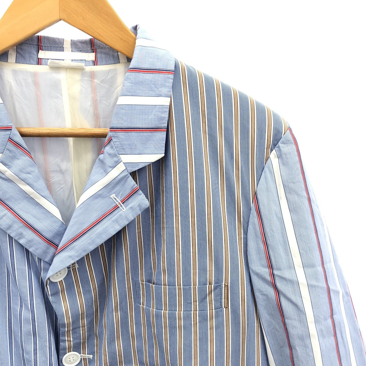 COMME des GARCONS HOMME DEUX / コムデギャルソンオムドゥ | 2020SS | コットン ストライプ 切替 テーラードジャケット | M |