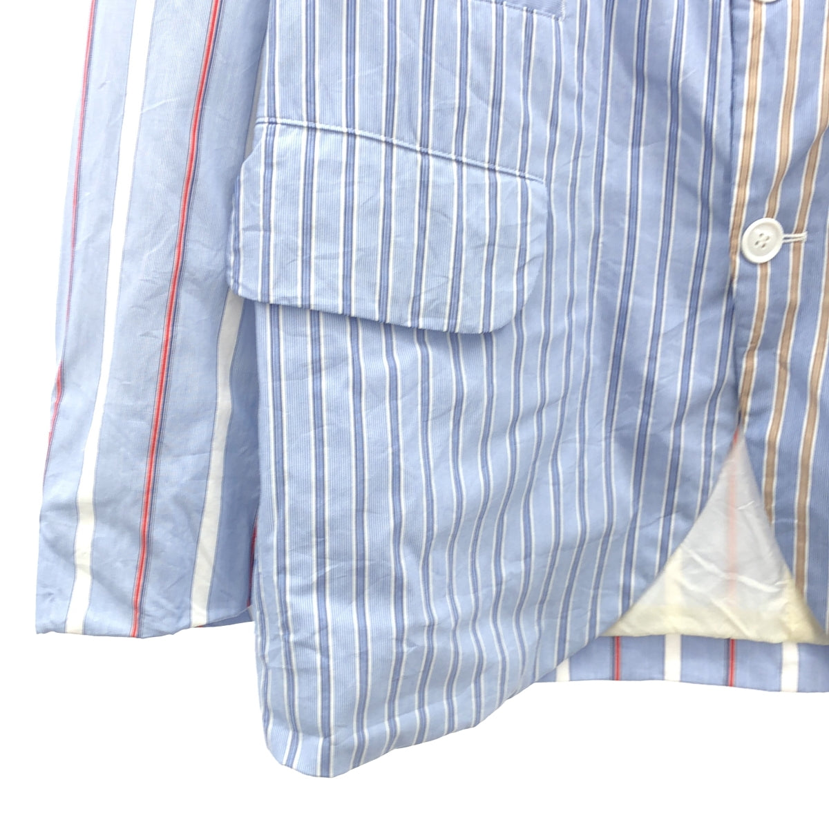 COMME des GARCONS HOMME DEUX / コムデギャルソンオムドゥ | 2020SS | コットン ストライプ 切替 テーラードジャケット | M |