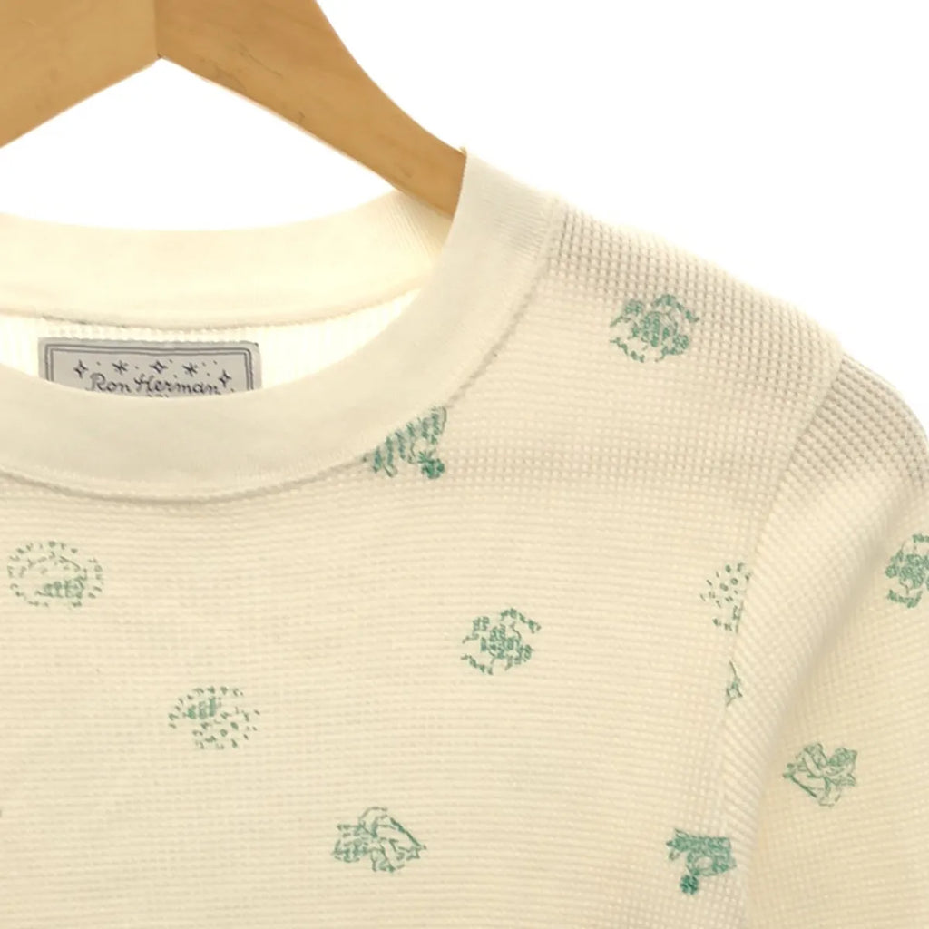 [品相良好] 羅恩·赫爾曼 / 羅恩·赫爾曼 | Jean Andre 定製圖形印花華夫格長袖 T 卹剪裁和縫製 | S |白色 |女性的
