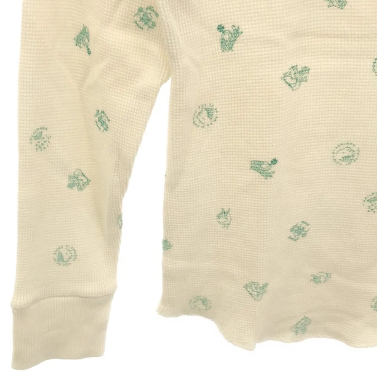 [品相良好] 羅恩·赫爾曼 / 羅恩·赫爾曼 | Jean Andre 定製圖形印花華夫格長袖 T 卹剪裁和縫製 | S |白色 |女性的