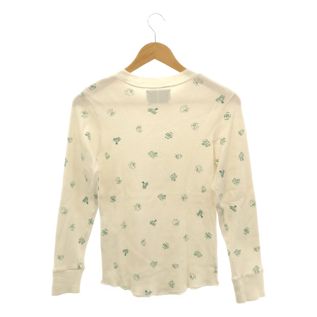 [品相良好] 羅恩·赫爾曼 / 羅恩·赫爾曼 | Jean Andre 定製圖形印花華夫格長袖 T 卹剪裁和縫製 | S |白色 |女性的