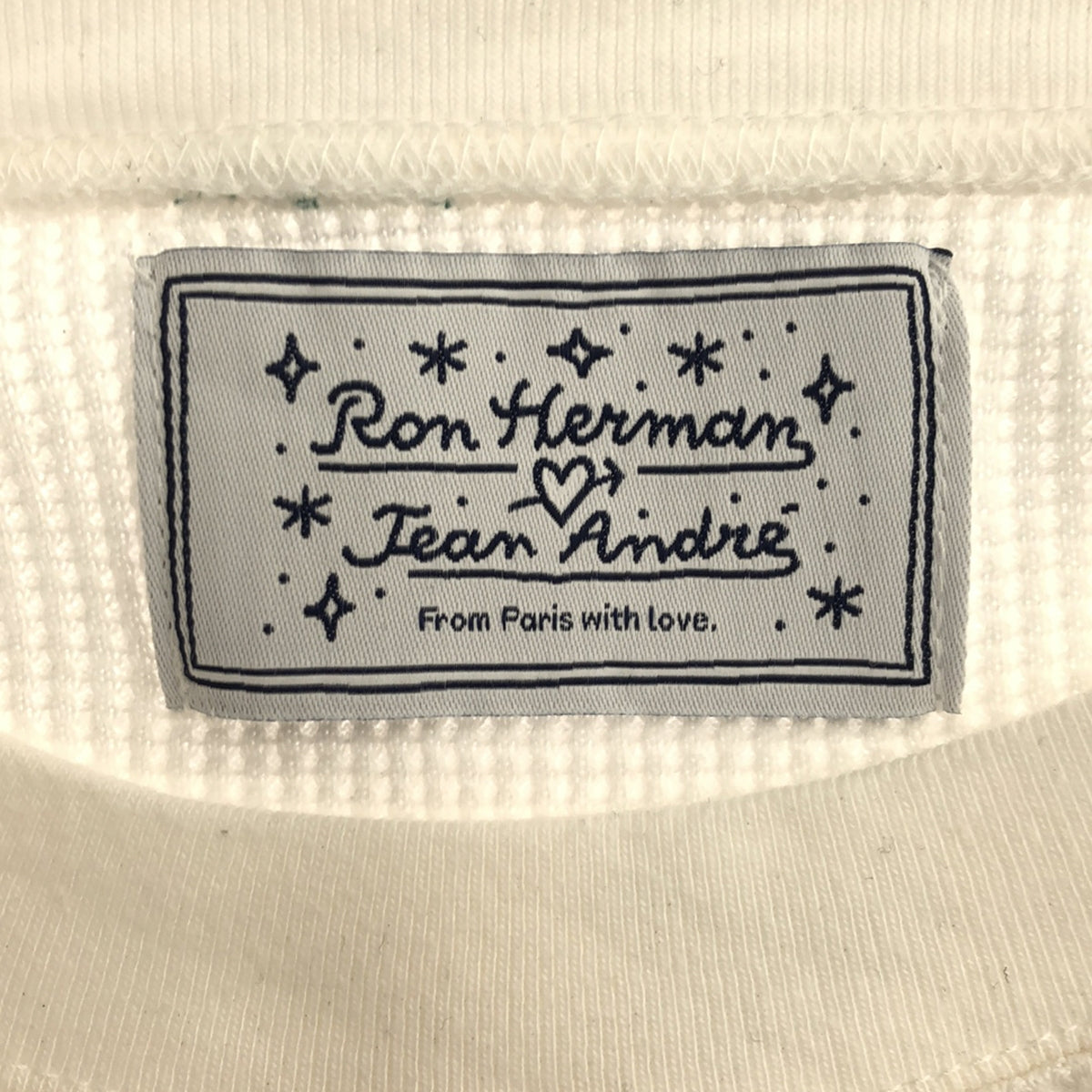 【美品】  Ron Herman / ロンハーマン | ×Jean Andre ジャンアンドレ別注 グラフィックプリント ワッフル ロングスリーブTシャツ カットソー | S | ホワイト | レディース